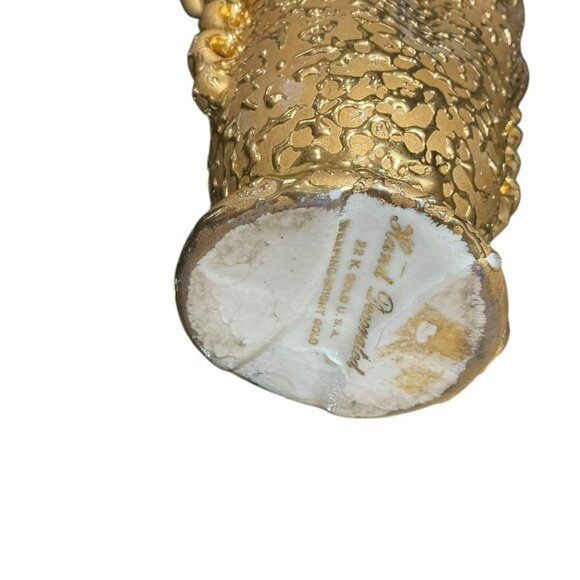 Weeping Bright 22k Gold Paint 9” Swan and 6" Vase Hand Decorated - Picture 2 of 3